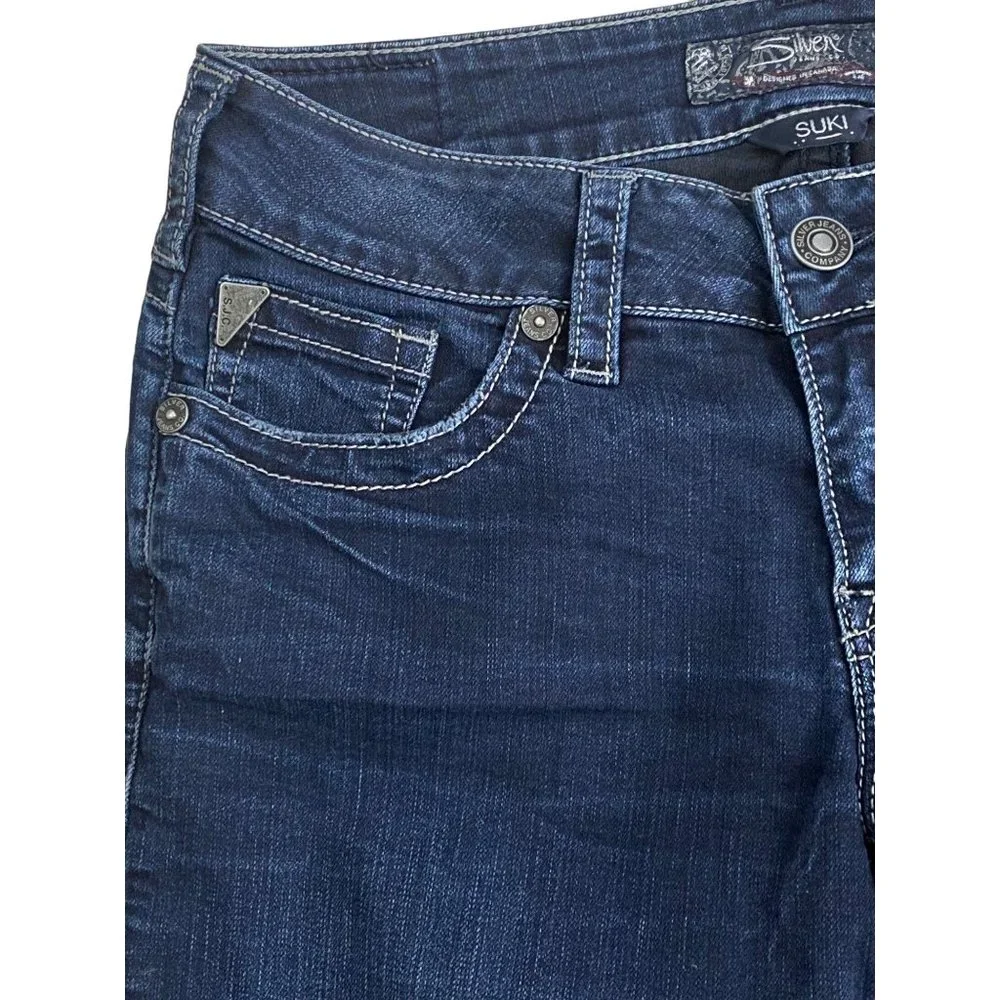 Silver Jeans Suki Mid Pencil Skinny Jeans 28/31 Med Dark Wash - Picture 11 of 12